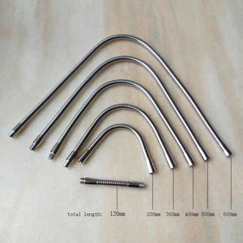 Camal 2pcs Chrome M10 Male Connector Dia.10mm Led Goose Neck Flexible Metal Hose Tube with Nuts Soft Pipe Serpentine Tube DIY