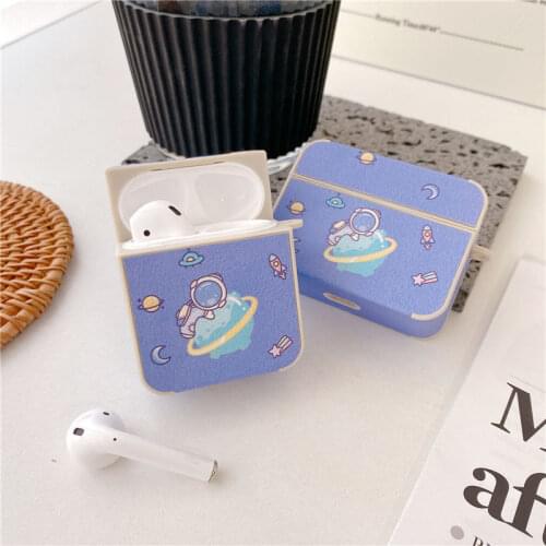 Cool Astronaut Pattern Leather Earphone Case for Apple Airpods 1 2 Shockproof Wireless Bluetooth Headphone Cover for Airpods Pro
