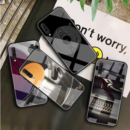 Black Vinyl Record Player Tempered Glass Case For Samsung Galaxy A10S A10E A20S A20E A30S A40 A50S A60 A70 A80 A90 A6 A7 A8