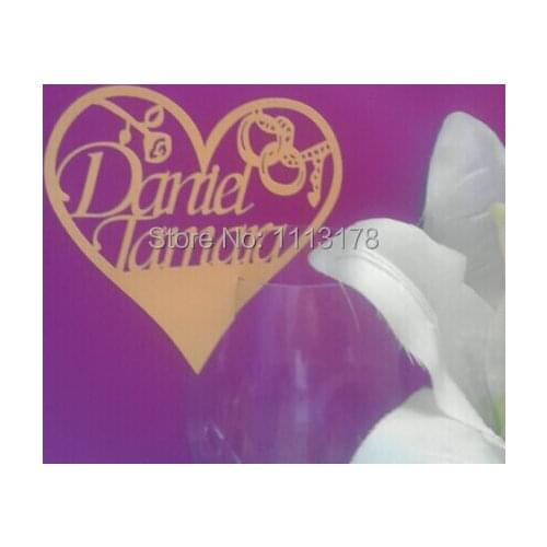 Cheap Table Marker Wine Glass Name Place Cards heart name date support personalized wedding table cards wine glass markers