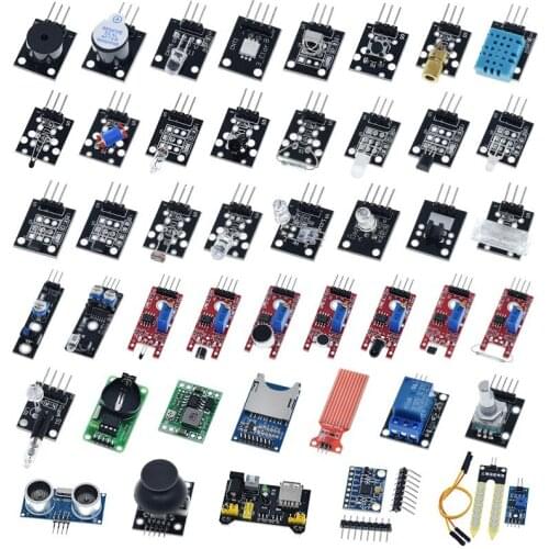For Arduino 45 Kinds of Sensors DHT11 HC-SR04 KY-008 KY-022 KY-023 KY-037 KY-040 Soil Rain Buzzer Sensor Module UNO R3 MEGA2560