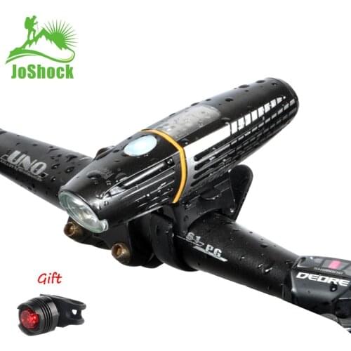 Joshock Bicycle Light Rainproof USB Rechargeable Electro-Optic Sensing Smart LED 2200mAh MTB Front Lamp Headlight Flashlight