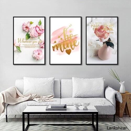 Print Pink Flowers Canvas Painting Posters And Prints Wall Pictures For Living Room Cuadros Home Decoration Painting On The Wall