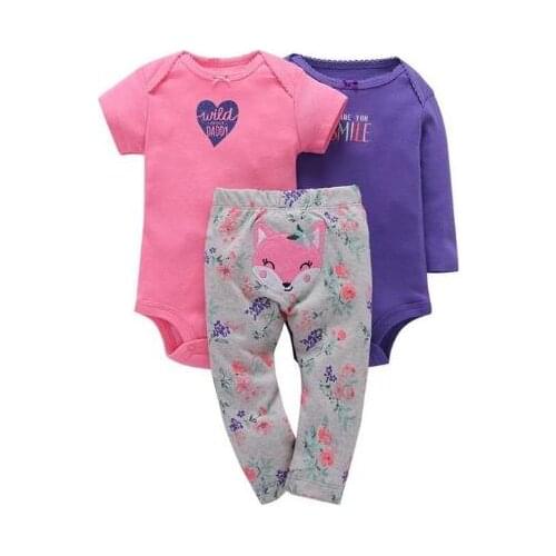 Newborn jumpsuit short sleeve suit baby girl clothes cotton romper pants newborn suit infant baby clothing