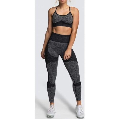 Yoga Sets Seamless Leggings Set Blue Sportswear Sport Suit Yoga Pant Sports Bras for Women 2 Piece Women Workout Gym Set 2009