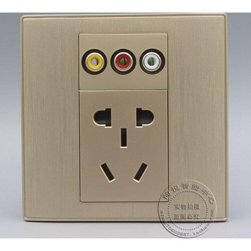 RCA AV Multimedia Audio & Five Hole Power Socket Outlet Panel Faceplate Home Adapter