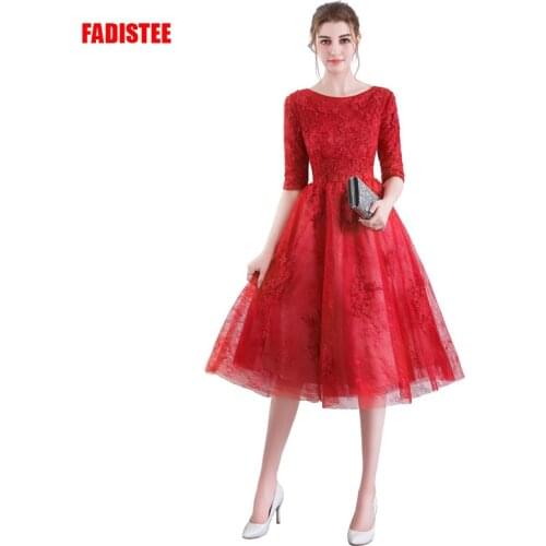 FADISTEE New arrival elegant party dress prom dresses Vestido de Festa lace gown appliques half sleeves style