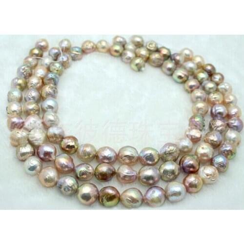16 inches 12-16mm Natural Multicolor Nucleated Round Large Baroque Pearl Loose Strand