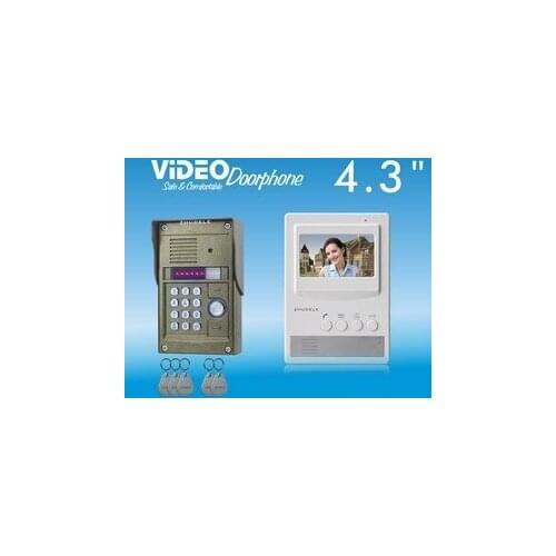 ZHUDELE New product ,top quality 4.3"color video door phone, CCD camera with ID card or password unlock (1 to 1)