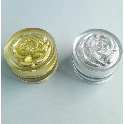 Wholesale 150pcs/lot 15G Gold empty plastic cosmetic container , 15g empty plastic cream jar with rose flower lid
