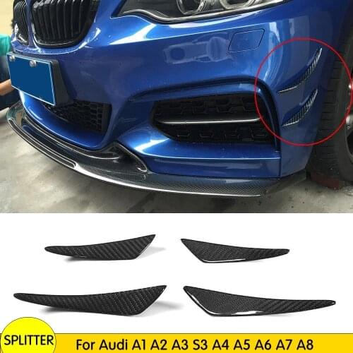 Carbon Fiber Car Front Body Trim For Audi A1 A2 A3 S3 A4 A5 A6 A7 A8 TT RS RS3 RS4 RS5 RS6 RS7 Q2 Q3 Q5 Q7 Bumper Fin Spoiler