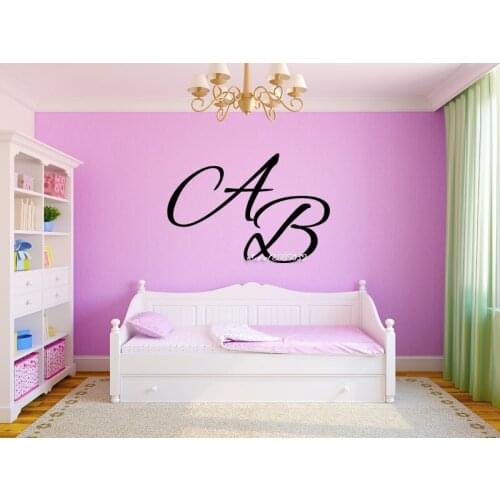 Personalized Two Letter Initial Wall Stickers Vinyl Wall Decal Graphics Hot Sale Home Decor Wallpaper Adesivo de parede SA630