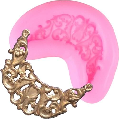 Baroque Scroll Relief Silicone Mold Cupcake Topper Fondant Molds Chocolate Cake Decorating Tools Polymer Clay Candy Resin Mould