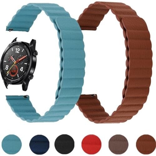 20mm 22mm Leather Strap for HUAWEI WATCH 3 GT 2 46mm 42mm Band Soft Bracelet for HONOR ES GS Pro Magnetic Wrist Belt Watchbands