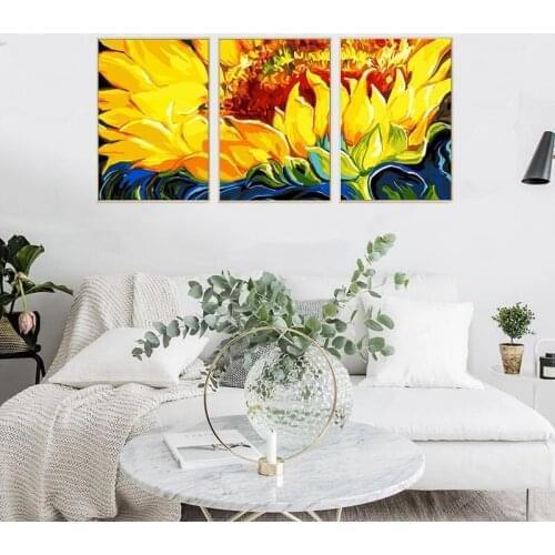 Gatyztory 3pcs Paint By Numbers For Adults Children Sunflower HandPainted Oil Painting Canvas DIY Gift Home Decor 40×50cm