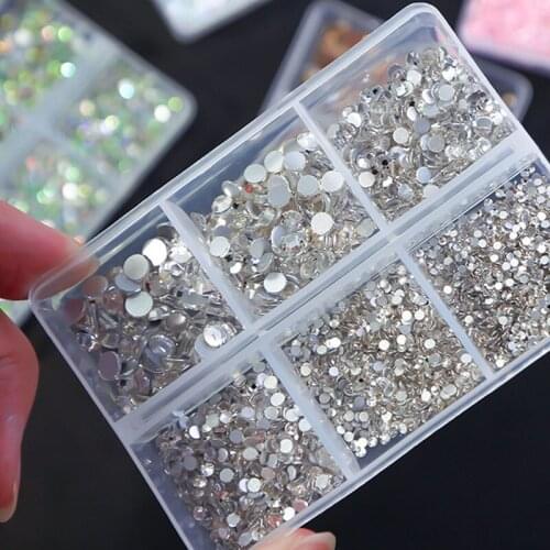 DIY Crystal Nail Art Flat Diamond Various Colors of Nail Art Rhinestones Multi-size Crystal Nail 3D Decorative Rhinestone Gems