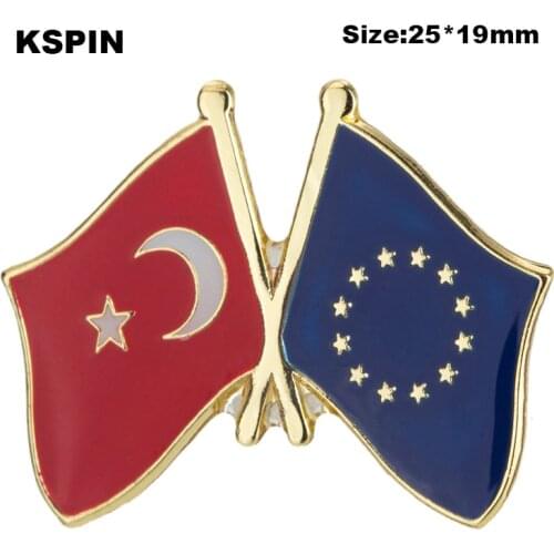 Turkey & European Union Friendship Flag Badge Flag Brooch National Flag Lapel Pin International Travel Pins