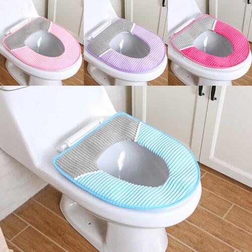 Colorful Warm Toilet Seat Cover WC Mat Thick Washable Velvet Cushion Toilet Cover Closestool Mat Seat Case Home Decor