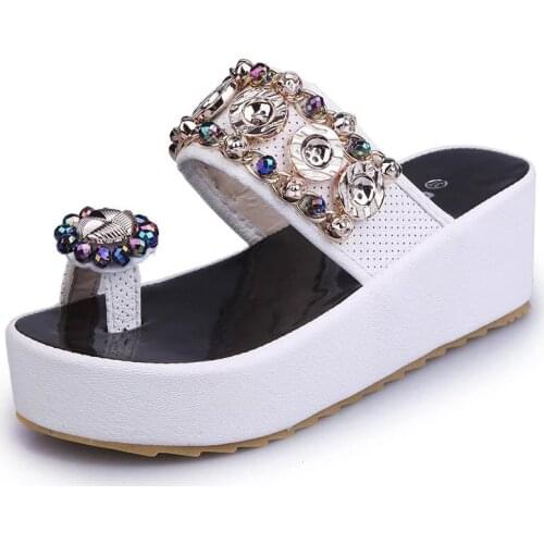 New 2020 Rhinestone Woman Casual Shoes Muffin Platform Sandals Women Fashion Sandals and Slippers Rome Women Shoes