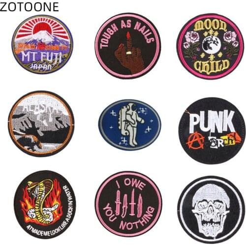 ZOTOONE Iron on Badge Punk Sew on Patch for Clothes Jeans Embroidered Skull Patches for Clothing DIY for Kids Fabric Applique G