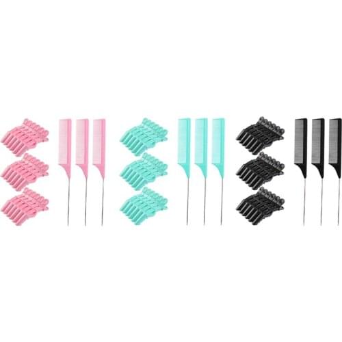 1Set Non-Slip Fashion Steel Tail Comb Hairdressing Tool Hair Claw Salon Section Clip for Women Girls
