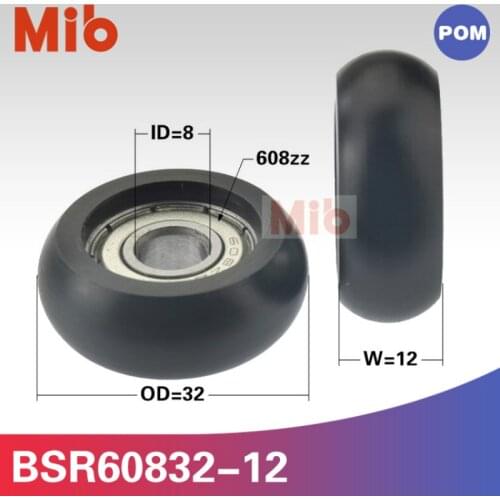 1PCS/lot 608zz COATED POM BLACK ball bearing sliding door window machine sliding wheel pulley 8*32*12mm BSR0832-12