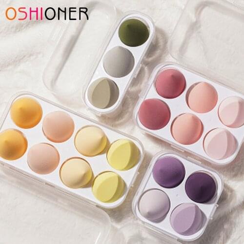 8/6/4/3Pcs Makeup Sponge with Storage Box Makeup Blender Cosmetic Puff Foundation Powder Sponge Beauty Women Make Up Accessories