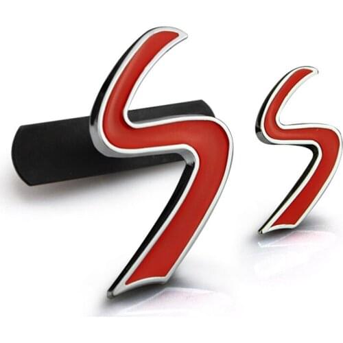 Car Sticker Grill Emblem Grille Badge For Mini Cooper S Letter Metal Red 2 Sizes Tuning Auto Car Styling Accessories