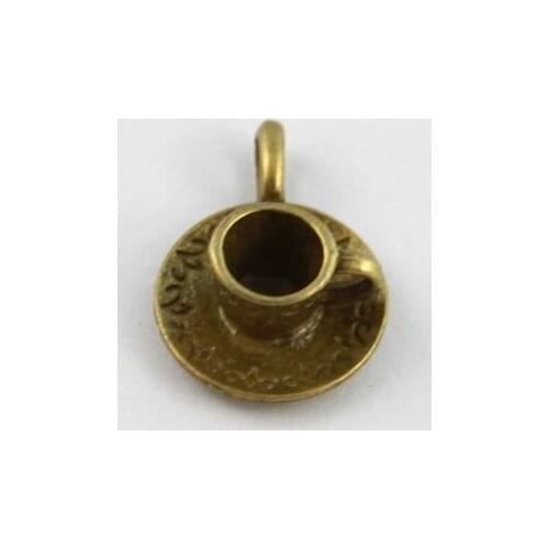 FREE SHIPPING 300PCS Antiqued bronze coffee cup charms A13415B