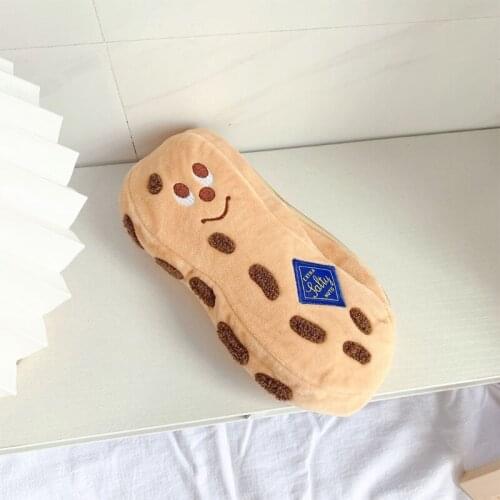 C90C Creative Peanut Kawaii Cartoon Animal Pencil Case Portable Super Soft Pencil Pouch for students Girls Office Workers
