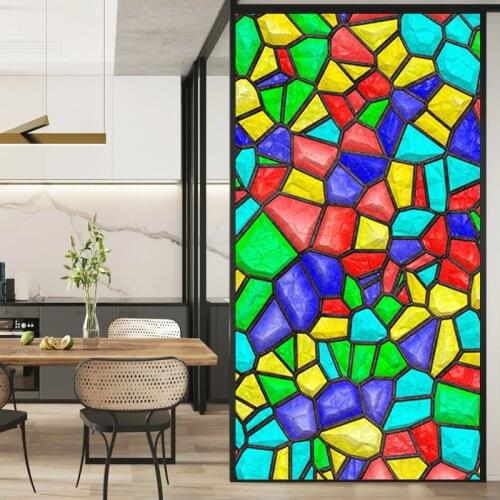 European color retro church painted electrostatic frosted glass film cabinet door window window grille sticker