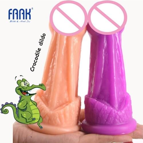 FAAK Animal Crocodile Dildo Fake Realistic Penis Dick Black Dildo Sex Toys for Women Lesbian Anal Plug Stopper Sex Shop