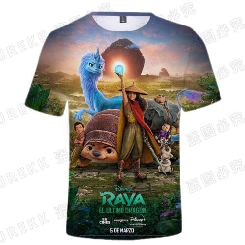 Cartoon Anime Oversized T Shirt For Men Raya And The Last Dragon 3D Print Graphic T Shirts Summer Short Sleeve Kids Tee Tops