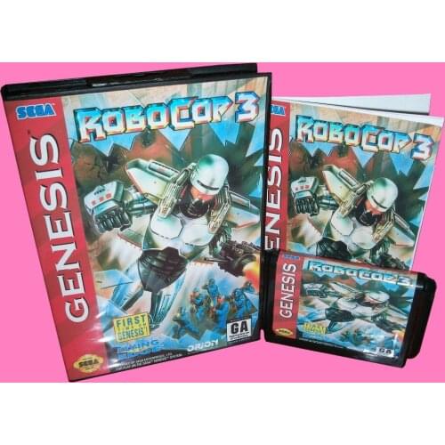 Robocop 3 With Box And Manual 16bit MD Game Card For Sega Mega Drive For Genesis