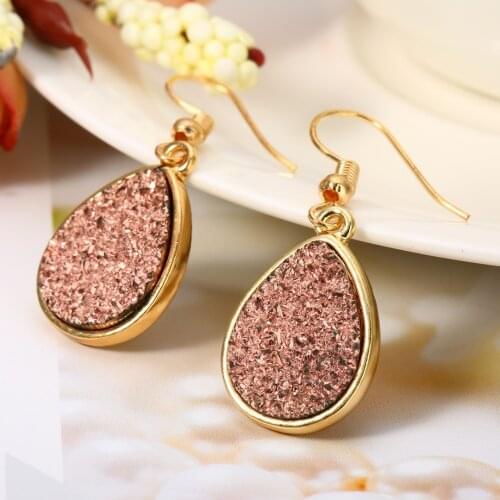 Water Drop oorbellen Fashion Crystal Metal Geometric Earring Pendant Unique Gold Color Earring Women Druzy Jewelry Shellhard