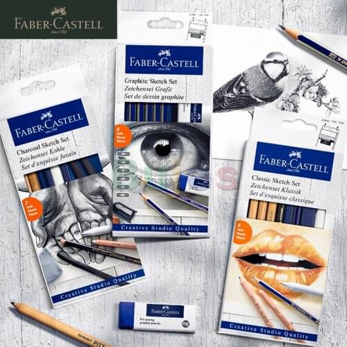 Faber-Castell Classic Sketch Set - 6 Piece Graphite Pastel Pencil Sketching Set,Pastel Material,Balanced Finish,DE(Origin)