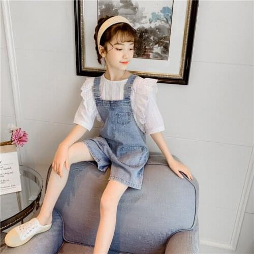 Girls' Set New Popular Childrens Clothes Fashionable Summer Big Childrens Strappy Pants Two-piece Set Kids Clothes