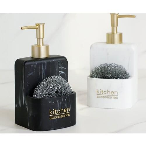 Kitchen Sink Countertop Liquid Hand Soap Dispenser Pump Bottle Caddy Sponge Holder Bathroom Counter Storage and Organization