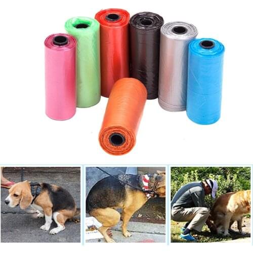 Pet Waste Bag 4Rolls/60Pcs Solid Color Waste Pick Up Bag Dog Puppy Poop Degradable Clean-up