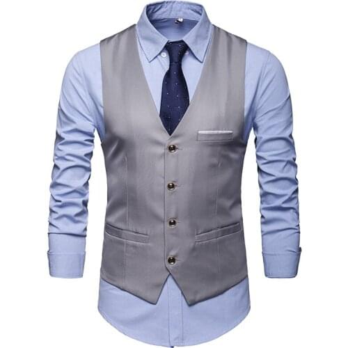 2021 Smart Casual Suit Vest Men Business Waistcoat Fashion Formal Dress Vest Suit Single Breasted Classic V-neck Wedding Top