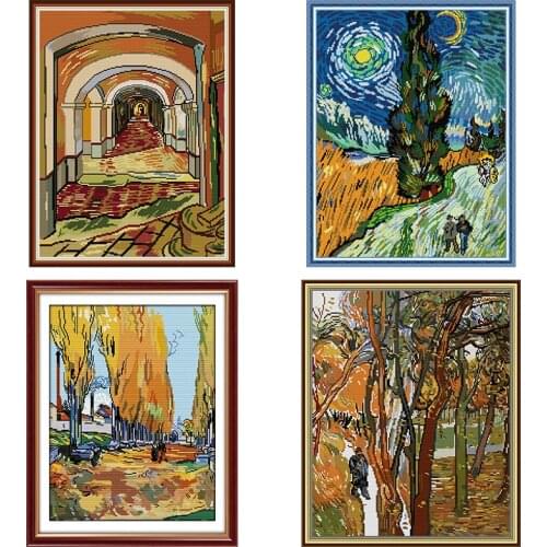Van Gogh Series Cross Stitch Kits 14CT 11CT Counted Embroidery Set DIY Abstract Art Painting Needlework Home Decoration Painting