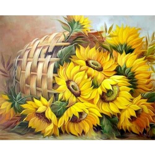 Sunflowers Abstract Modern DIY Cross Stitch Embroidery 11CT Kits Craft Needlework Set Printed Canvas Cotton Thread Home Sale