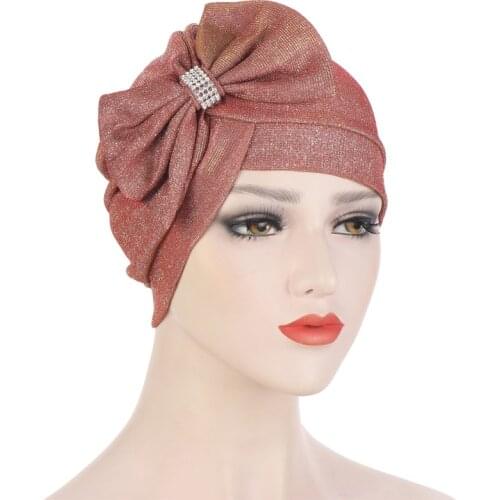 New Fashion Flowers Indian Bonnet Mesh Bow Muslim Turban Hijab Caps Ready To Wear Inner Hijabs For Women Islamic Headdress
