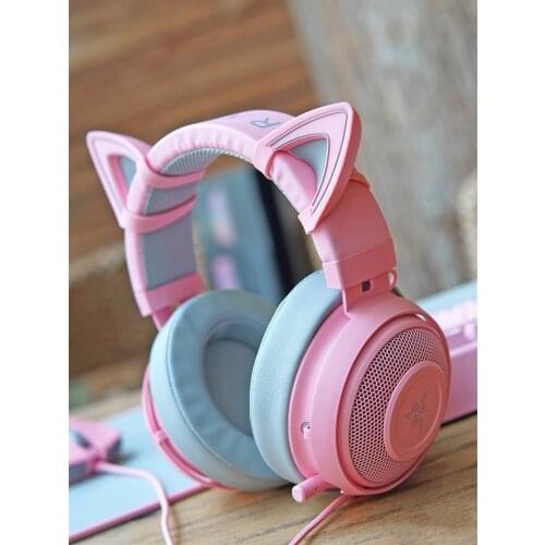 New Razer KRAKEN PRO Crystal Pink gaming headphone girl Cat ear stereo wired music game headset for PC mobile phone