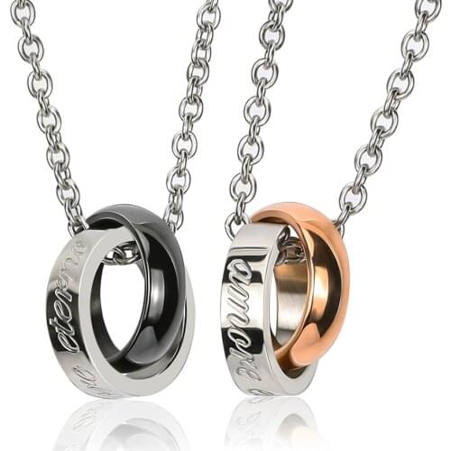 BOFEE Couple Name Necklace Pendant 316L Stainless Steel Queen Chocker Charm Chain Promise Lover Wedding Fashion Jewelry Gift