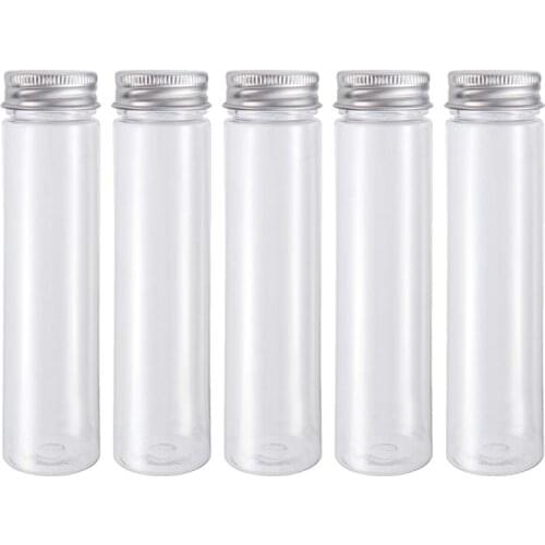 10/12/15pcs Flat-bottomed Plastic Clear Test Tubes with Screw Caps Candy Cosmetic Travel Lotion Containers