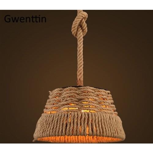 Hemp Pendant Lights Retro Home Art Decor Loft Industrial Hanging Lamp for Dining Room Cafe Pub Bar Led Light Fixtures Luminarias