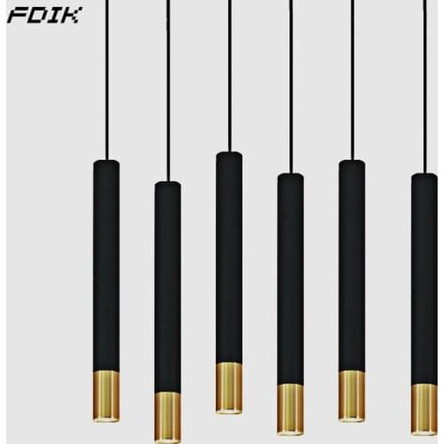 Dimmable LED Pendant Lamp Long Tube lamps Island Dining Room Shop Bar Decoration Cylinder Pipe Cord Pendant Lights Kitchen Lamp