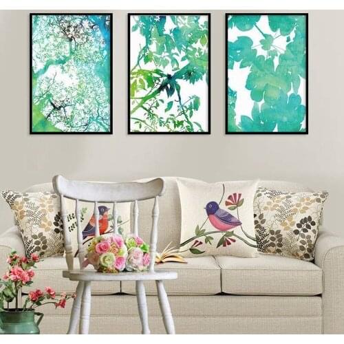 Nordic Style Simple Green Plant Canvas Small Fresh Branches and Leaves Poster Home Decoration Watercolor Wall Art Pictures Mural