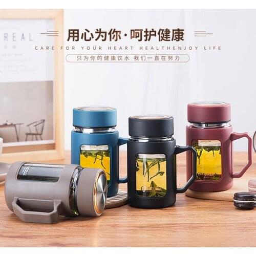 500ml Transparent Glass Cup with Handle Large-capacity Filter Water Cup with Lid for Household Use To Make Tea Cup Business Gift